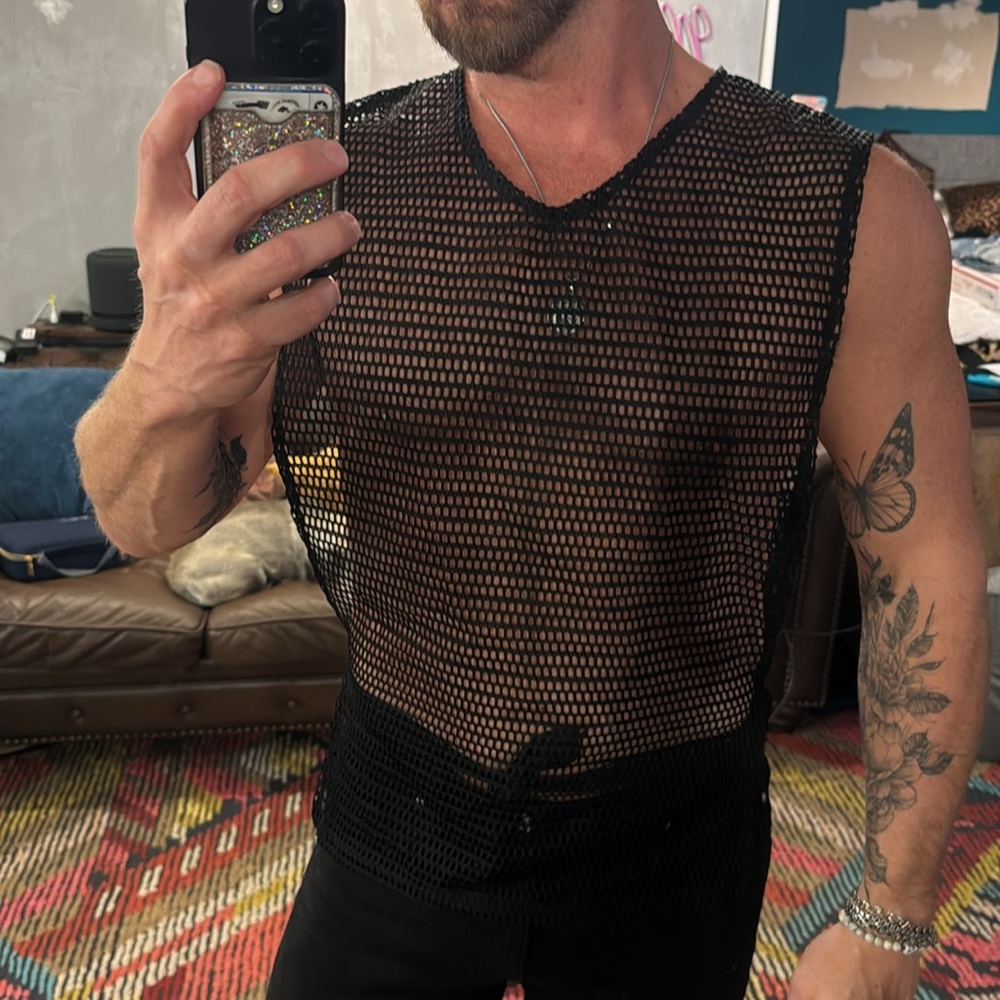 Black Mesh Tank Top